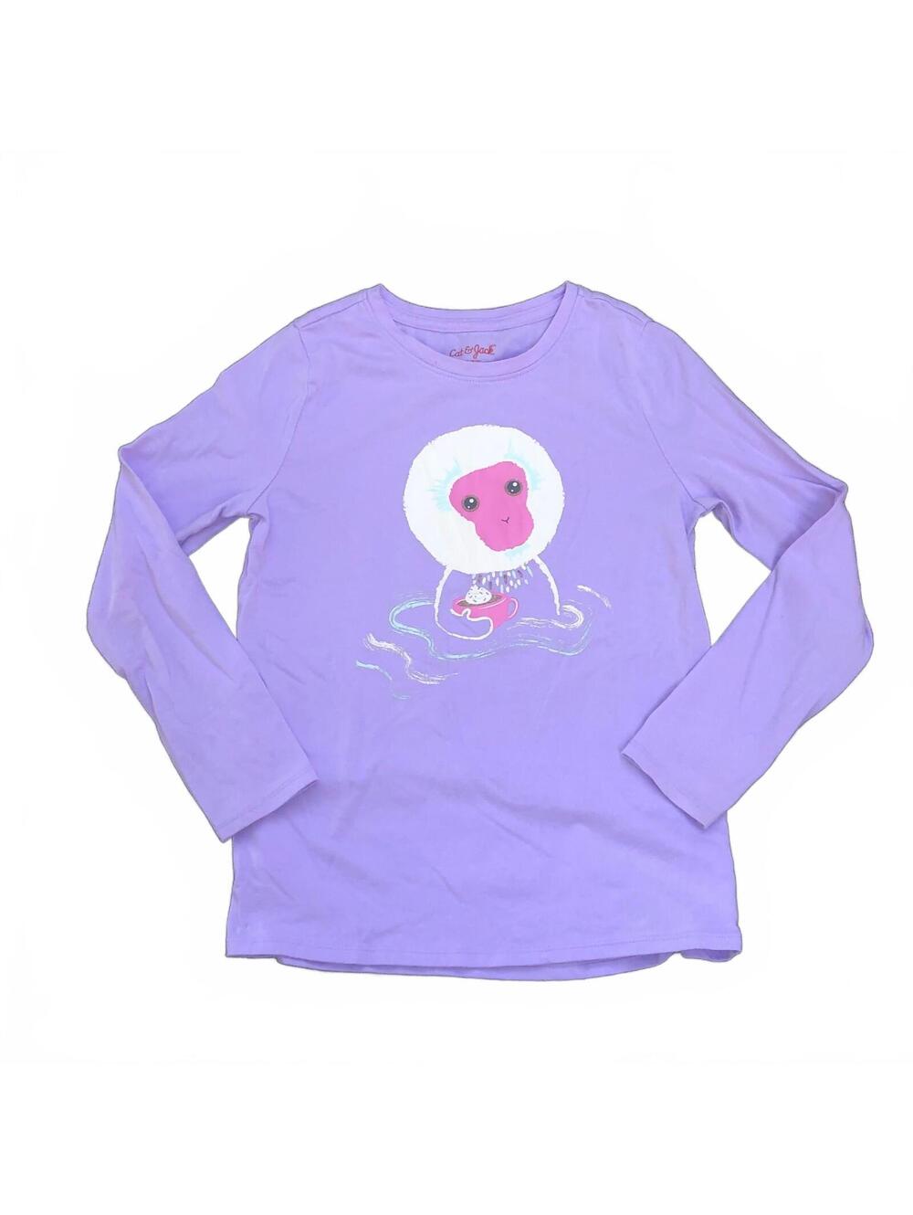 Cat & Jack Girls' Long Sleeve Purple Graphic T-Shirt Size M 7/8